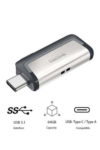 SanDisk 64GB Ultra Dual Drive USB Type-A and Type-C