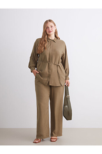 LC Waikiki Khaki Textured Women's Shirt Tunic