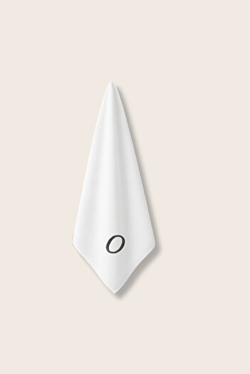 LIWOGY Embroidered Single Hand & Face & Hair Towel with Letter O / Gift & Dowry Towel