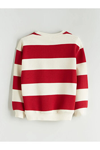 LC Waikiki Lcw Kidsred Crew Neck Striped Boys' Sweatshirt