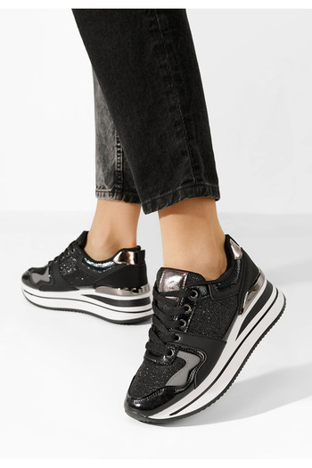 B T Shoes Černé dámské tenisky na platformě Daisie