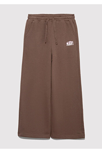 Mavi Çocuk M7010038-87181 Logo Baskılı Wıde Leg Örme Pantolon Standart