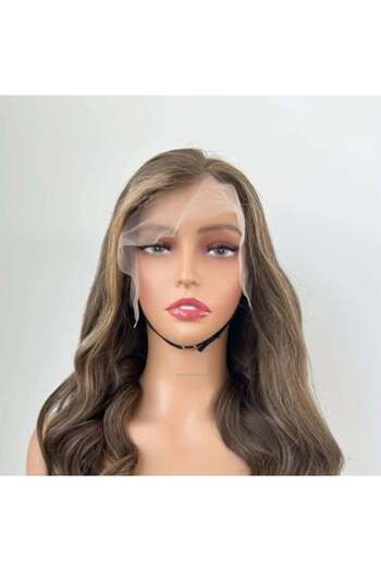 Bella Front Root Wig HD Brown Highlights Density 200% Length 16 Inch (Ala)
