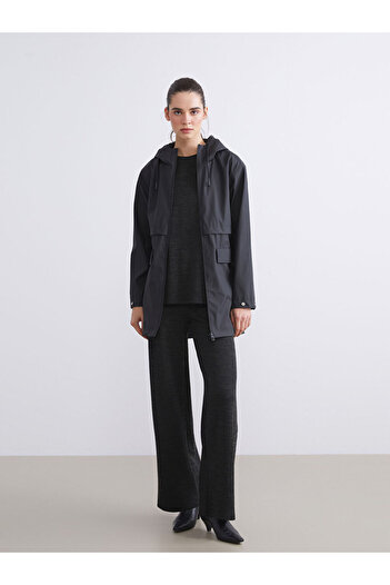 LC Waikiki Black Hooded Women's Raincoat