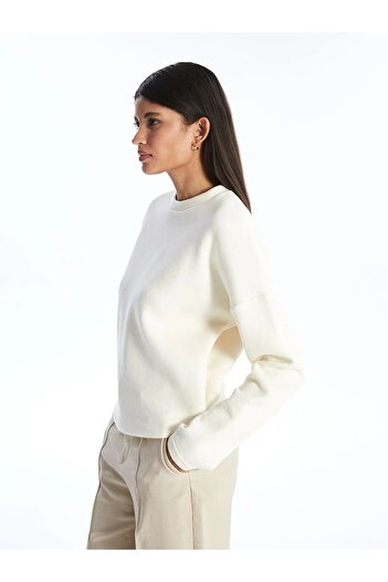 LC Waikiki LCW Modest Crew Neck Plain Oversized Women Sweatshirt