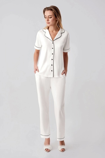 buHillco Freshness 324 Ecru Women's Pajama Set of 4 with Shorts