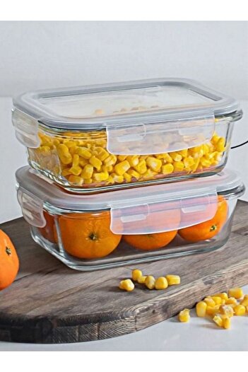Perodia Set of 4 950 ml Glass Storage Containers Breakfast Glass Storage Set Food Storage Container Food Set Leakproof