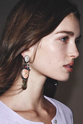 Bo Takı ve Aksesuar Vintage Stone Flower Earrings