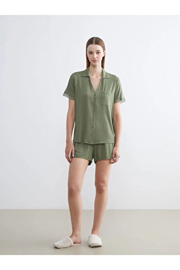 LC Waikiki Shirt Collar Women's Shorts Pajama Set