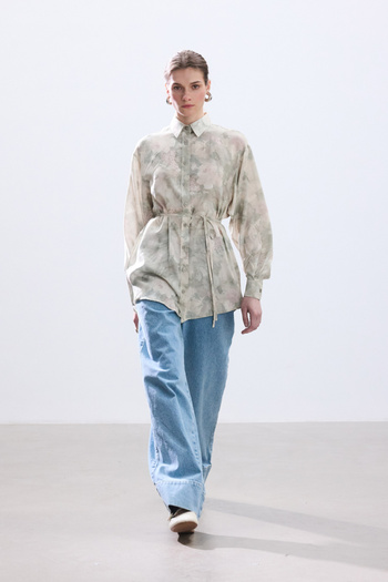 BE BLUE Vintage Shirt with Pastel Brush Pattern