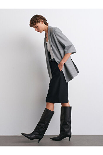 Dilvin 60772 Blazer kimono cu dungi-Gri
