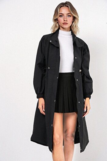 Hiccup Bdart Long Lined Trench Coat, Low Collar
