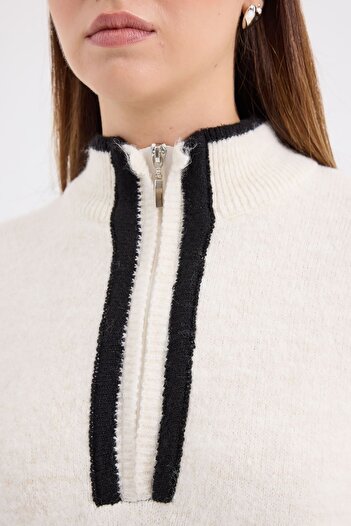 Hiccup BDART Oversized Fermuarlı Yaka Triko Kazak
