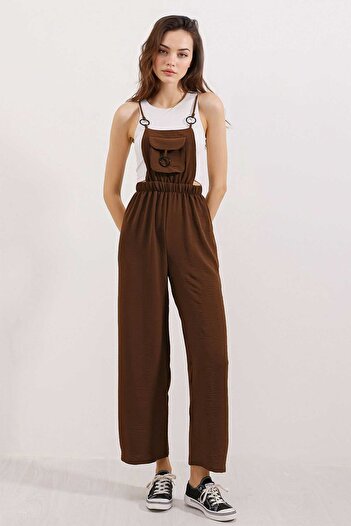 Hiccup Bdart Relaxed Fit Long Denim Overalls with Pocket