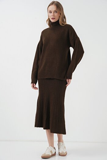 Hiccup Bdart Ribbed High Neck Knitwear Set
