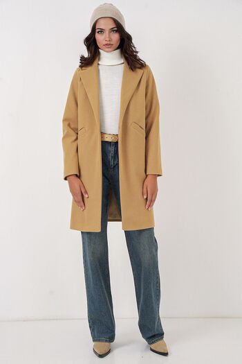 Hiccup Bdart Shawl Collar Herringbone Wool Blend Coat