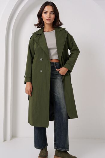 Hiccup Bdart Double Button Long Trench Coat