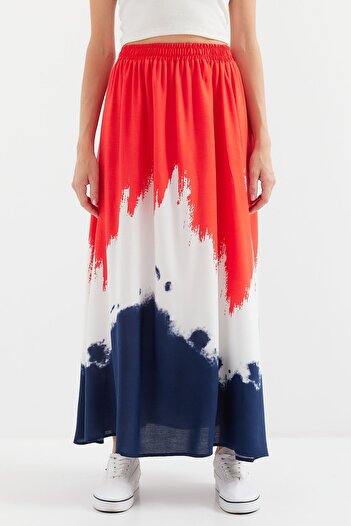 Hiccup Bdart Gradient Maxi Skirt with Elastic Waist Detail
