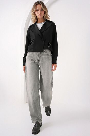 Hiccup Bdart Short Slim Polyester Trench Coat Shirt Collar