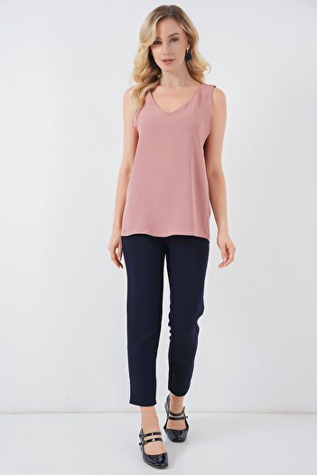 Hiccup Bdart Textured V-Neck Sleeveless Blouse