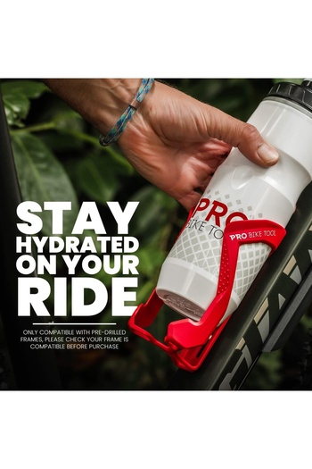 Pro Bike Tool bicycle water bottle holder, metal/plastic, red, 7.6 x 7.6 x 15.2 cm