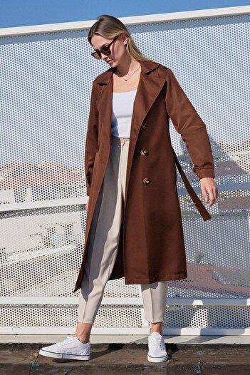 Hiccup Bdart Buttoned Two Lapel Long Trench Coat