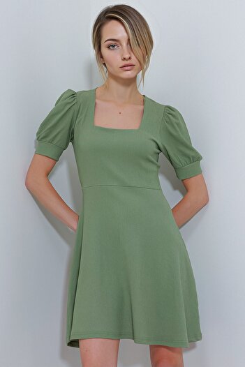 Hiccup Bdart Patterned Square Neck Mini Knitwear Dress