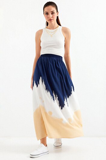 Hiccup Bdart Gradient Maxi Skirt with Elastic Waist Detail