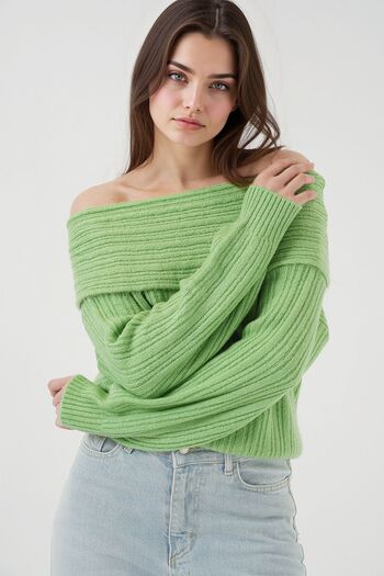 Hiccup Bdart Madonna Collar Ribbed Loose Fit Sweater