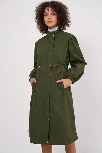 Hiccup Bdart Long Lined Trench Coat, Low Collar