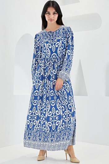 Hiccup Bdart Tie-Up Patterned Maxi Dress