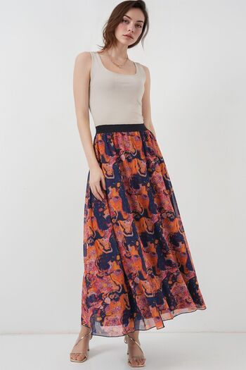 Hiccup Bdart Lined Patterned Maxi Skirt