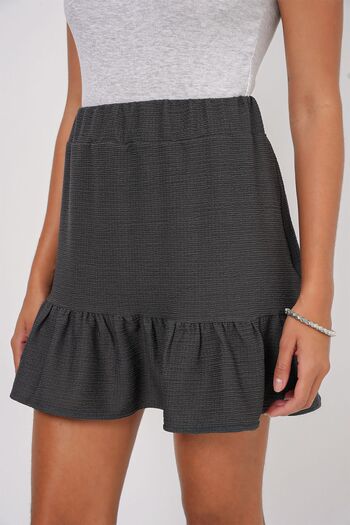 Hiccup Bdart Textured Mini Knitted Skirt with Drawstring Detail