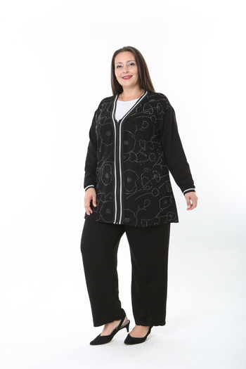 XL Modam Women's Lycra. Oversized Cardigan with Stones