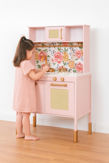 LITTLE ANGEL - Kids Beautiful Wooden Kitchen Pretend Play Interactive Set - Pink