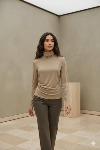 HAKKE One Shoulder Gathered Sandy Bluz