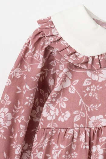 Banamio Carolina Crispy Floral Patterned Baby Collar Romper Jumpsuit with Bow Detail