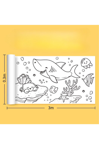 Generic DIY Coloring Paper Roll for Children's Drawing Graffiti Scrolls - Underwater World