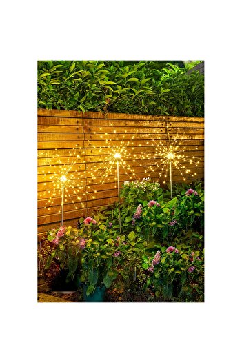 Flippy Lampă solară în formă de artificii, 120 LED-uri, alb cald,
