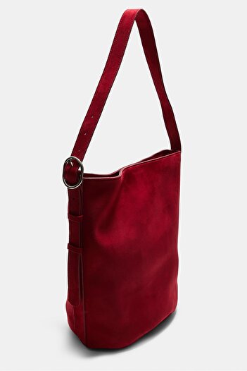 Stradivarius Suni Süet Tokalı Bucket Çanta