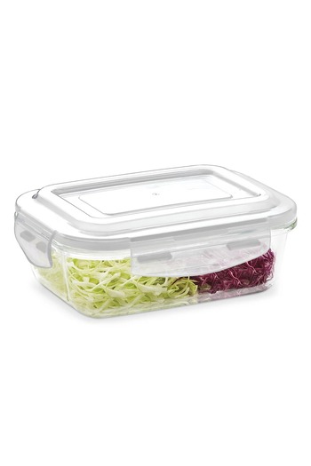 Borosil Klip-n-store Rectangular Glass Storage Container With Air Tight Lid Food Storage Container 640ML