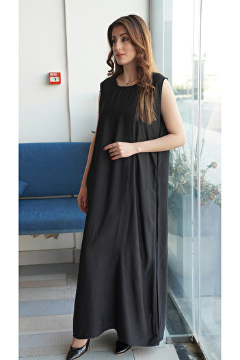outline Black washed crepe dress