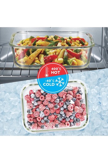 Borosil Klip-n-store Rectangular Glass Storage Container With Air Tight Lid Food Storage Container 1.52 L