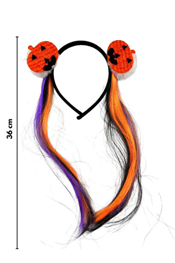 Le Mabelle Halloween Girl's Crown with Orange Pumpkin Figure and Hair Detail