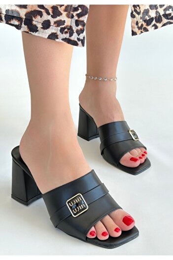Zerenyus Taver Black Heeled Slippers