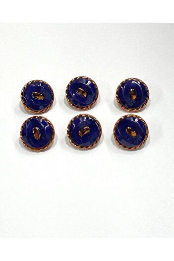 karantuhafiye Copper Floor Metallic Shiny Plastic Button / 2.7 cm / 6 Pieces / M03104 / Light Navy Blue