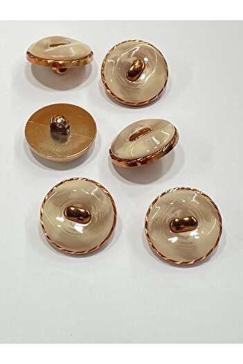 karantuhafiye Copper Floor Metallized Shiny Plastic Button / 2.7 cm / 6 Pieces / M03104 / Beige