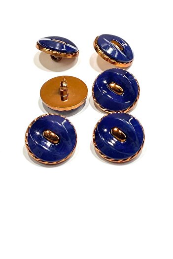karantuhafiye Copper Floor Metallized Shiny Plastic Button / 2.7 cm / 6 Pieces / M03104 / Dark Blue