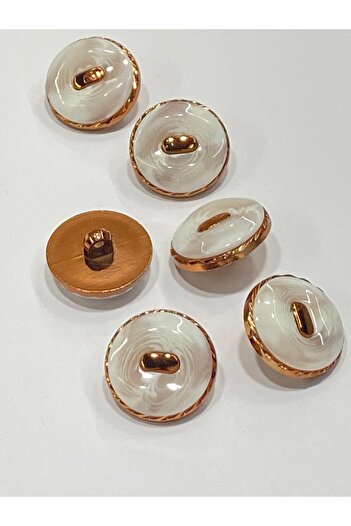 karantuhafiye Copper Floor Metallized Shiny Plastic Button / 2.7 cm / 6 Pieces / M03104 / White