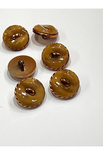 karantuhafiye Copper Floor Metallized Shiny Plastic Button / 2.7 cm / 6 Pieces / M03104 / Mustard